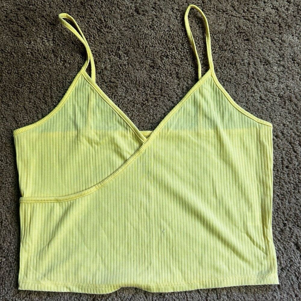 PacSun Basics Ribbed Crop Tank Top Medium Yellow Sleeveless Cami Medium
